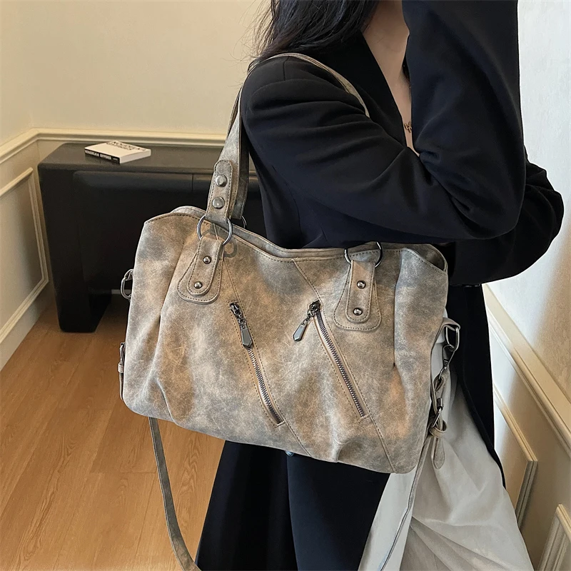 

Retro Roomy Crossbody Bag Female Luxury Commuting Work College Underarm Tote Large Capacity Stylish Soft Women Travel Handbag