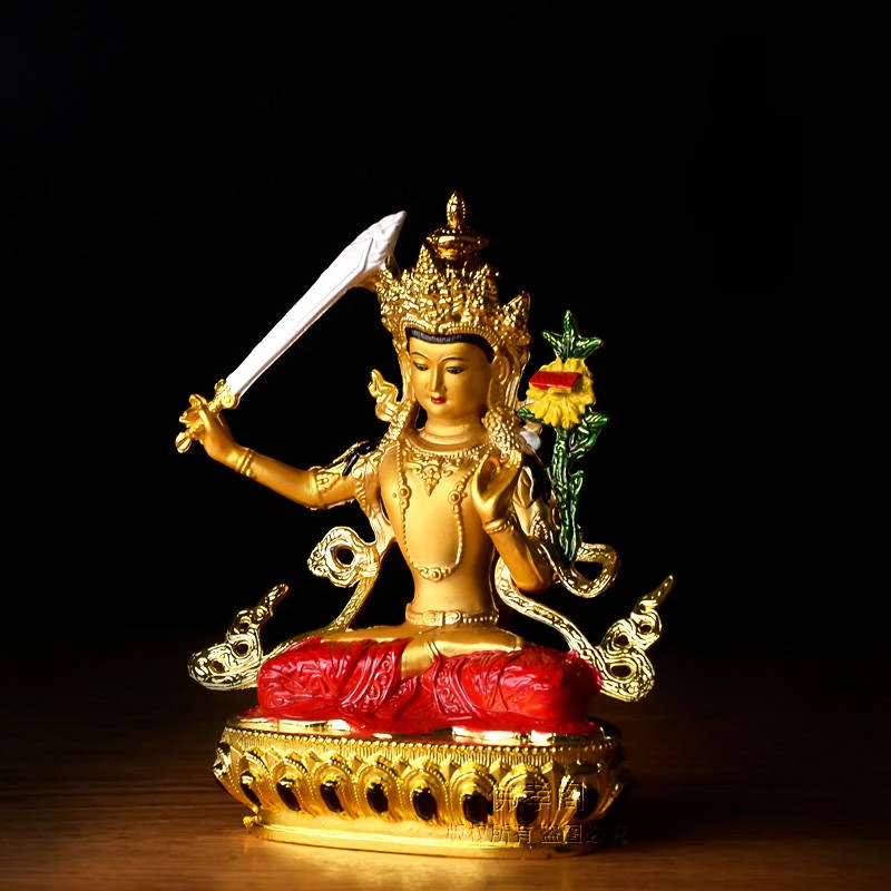 

Tibetan Buddha a Copper Alloy Painted Manshu Bodhisattva/Buddha Statue Tibetan Buddhism Supplies Home Feng Shui Decoration