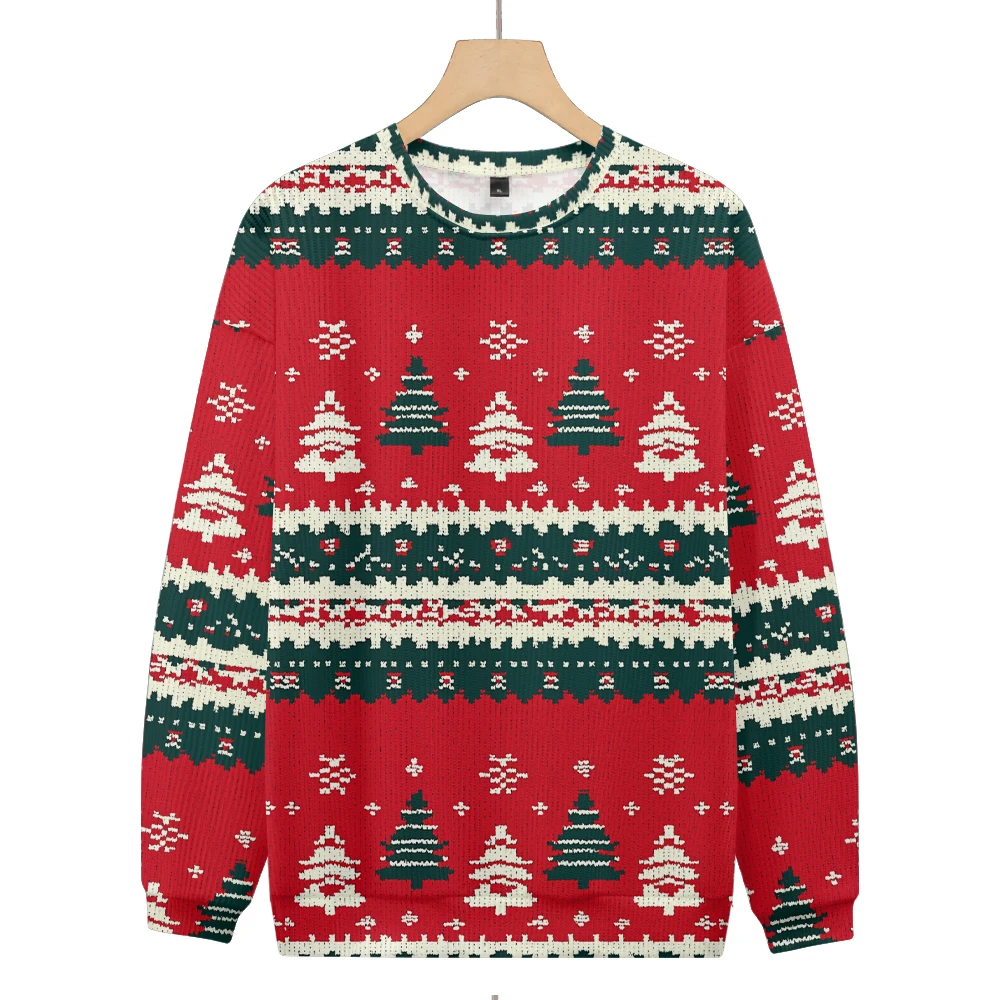 

2024 New Arrivals Men's Christmas tree Print Warm Pullovers Unisex Casual Sweater Christmas Comfortable Fabric