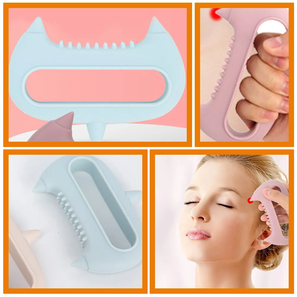 

2pcs Multifunctional Acupoint Head Massager Silicone Neck Shoulder Back Massage Tool Portable Scrubber For Face Scalp Stress