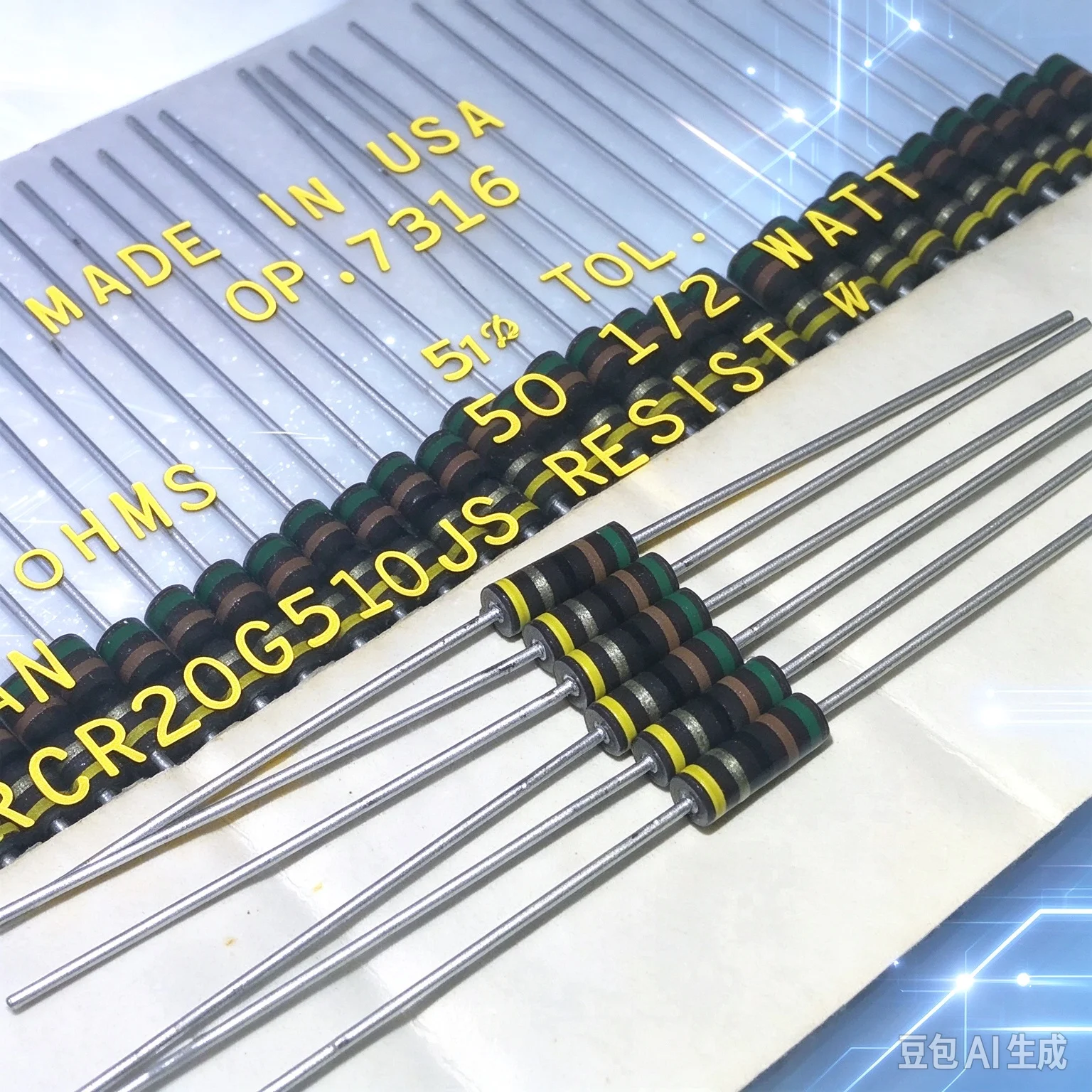 ab-1-4w-510r-vintage-carbon-core-non-inductive-audio-resistor-for-ab-100pcs