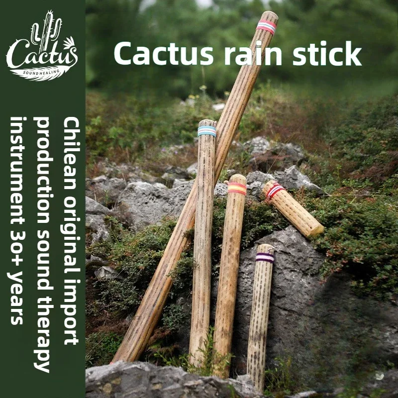 Chilean Cactus Relaxing Rain Stick Sound Therapy Yoga Meditation Rainmaker Shaker Healing ASMR Musical Orff Instruments