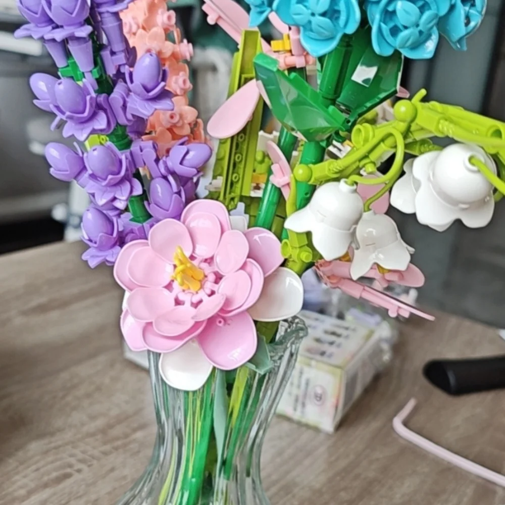Bloques de construcción compatibles con partículas pequeñas, ramo de rosas para siempre, serie de juguetes, regalo de cumpleaños y Día de San Valentín Compra barata en