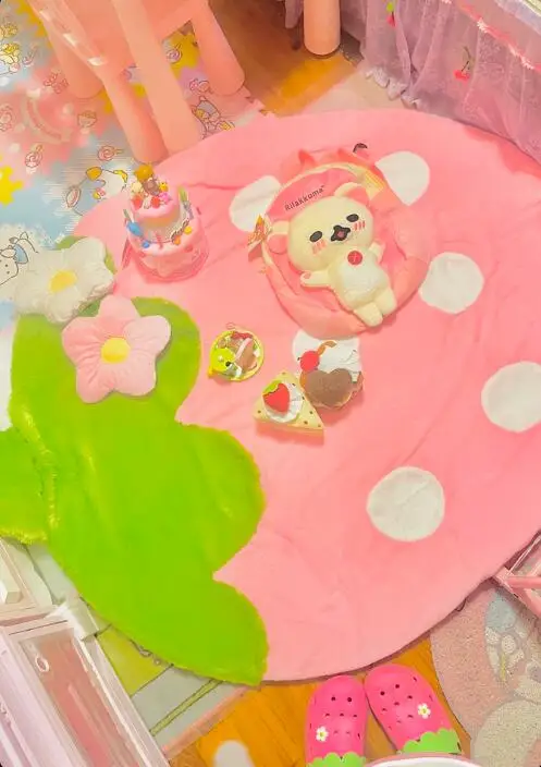 Pink strawberry children's plush carpet/floor mat, baby crawling mat, sofa carpet, removable and washable