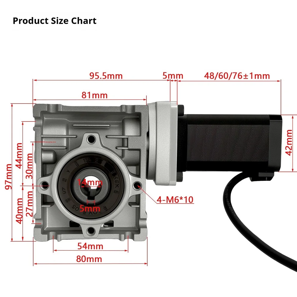 42 worm gear and worm reducer stepper motor set right-angle worm gear reducer RV30 reducer box