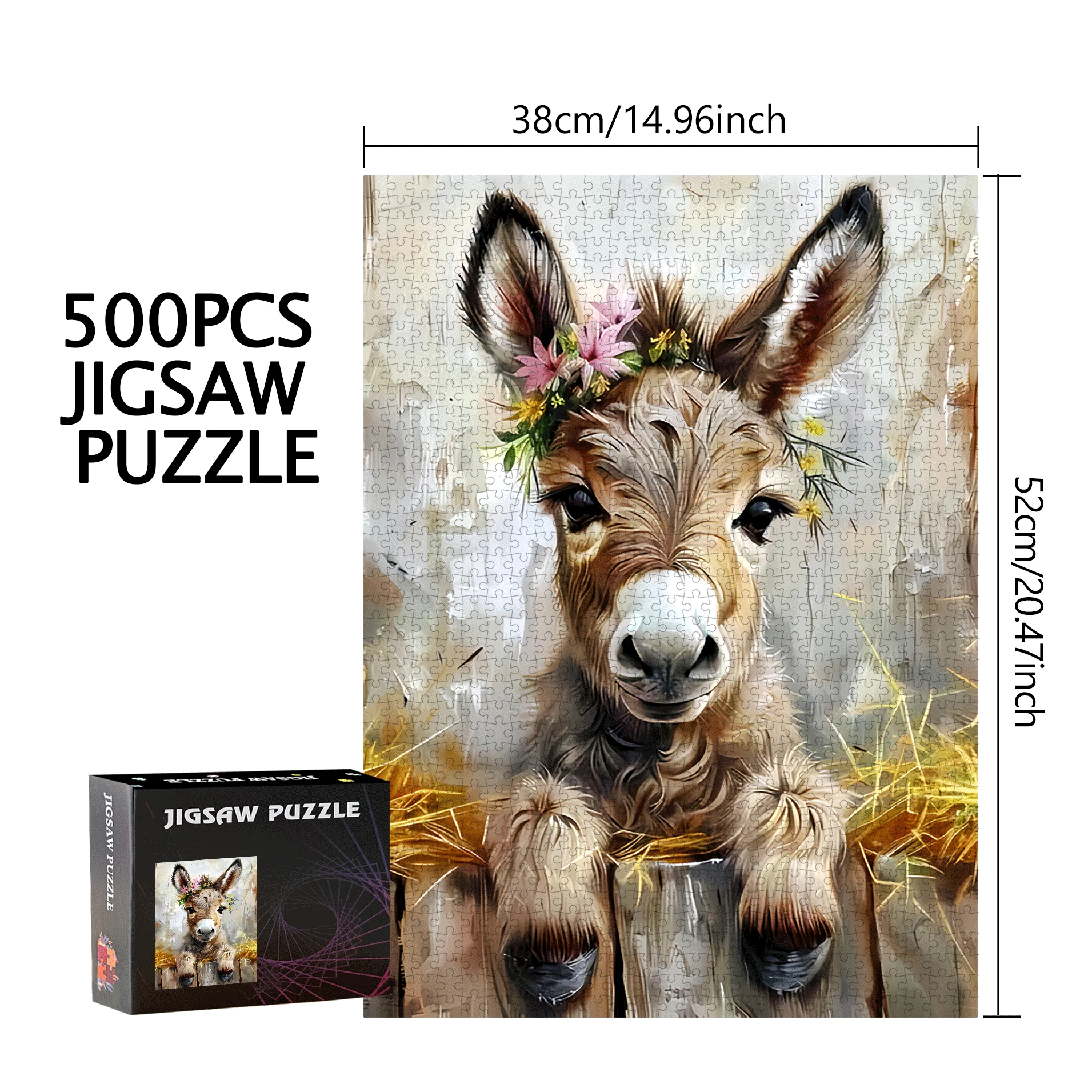 Mały Osiołek, Puzzle 500/1000 elementów - Prezent dla interakcji rodzinnej i zabawy DIY - Dekoracja domu, wyzwanie dla mózgu. Wysokiej jakości