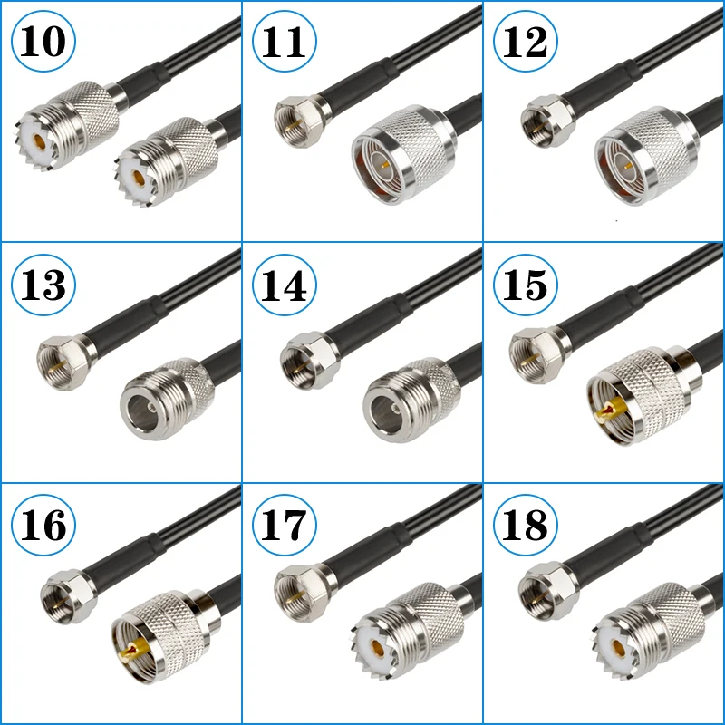 Imagem -04 - Cabo Coaxial Macho para Fêmea Conector Cabo Coaxial Pigtail Uhf Pl259 0.3m30m Rg58