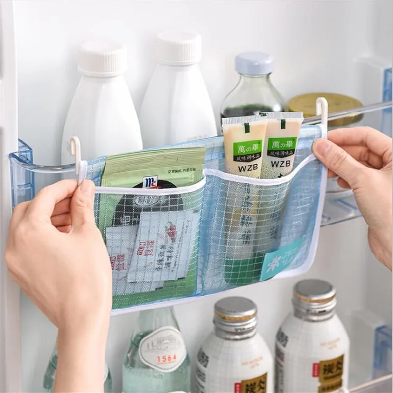 

Refrigerator Storage Mesh Bag Hanging Household Kitchen Classified Storage Bag Multi Functional Refrigerator Storage Hanging Bag