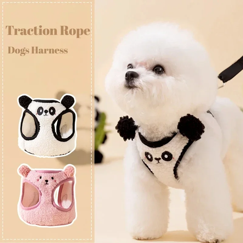 Ensemble Collier Et Laisse Pour Chien, Poitrine Pour Petits Et Moyens Chiens, Facile À Nettoyer, Traction, Tissu En Maille