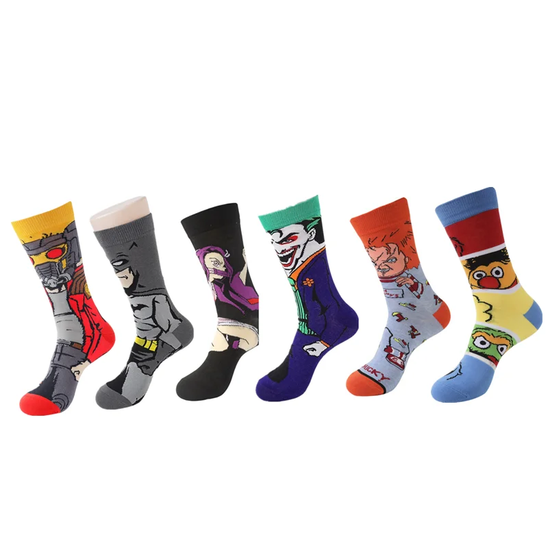 Anime Cartoon Socks Joker Comics Superhero Cosplay Personalized Trend Sockings Chucky Breathable Sock Party Outdoor