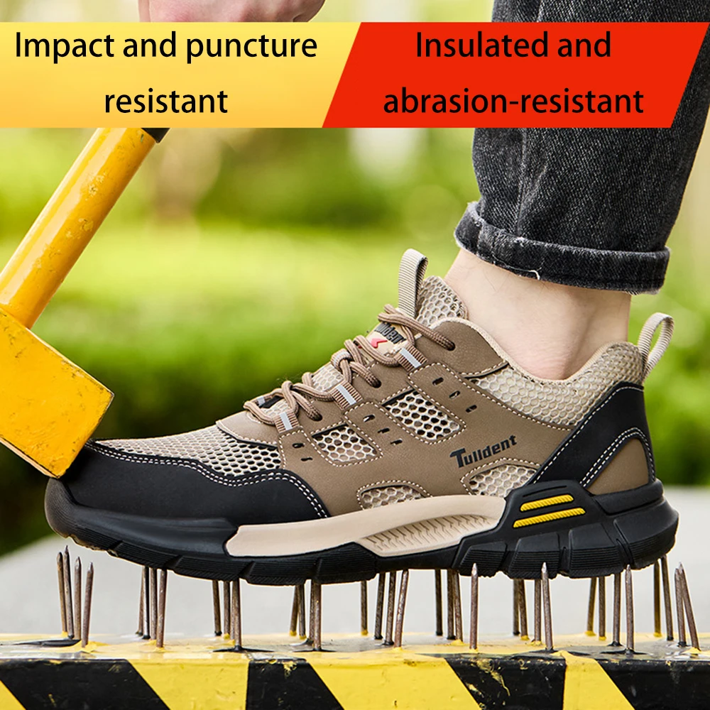 รองเท้าทํางานฤดูร้อนของผู้ชาย ArmorToe SteelGuard หลักฐานการเจาะป้องกันกลิ่นฉนวนไซต์ & Spark Ready # เกราะ3019