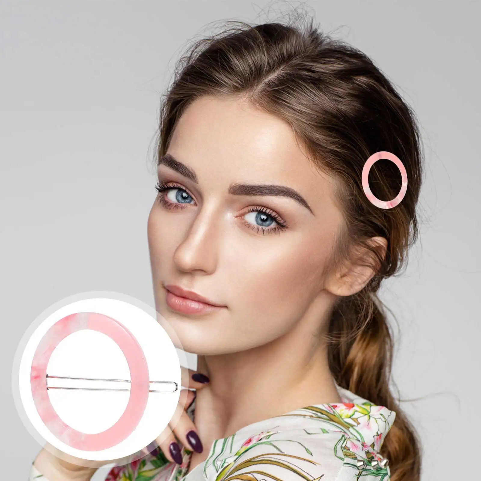

Bun Hair Clip Acrylic Card Pin Accessories Vintage Multi-Colored Clips Pink Miss
