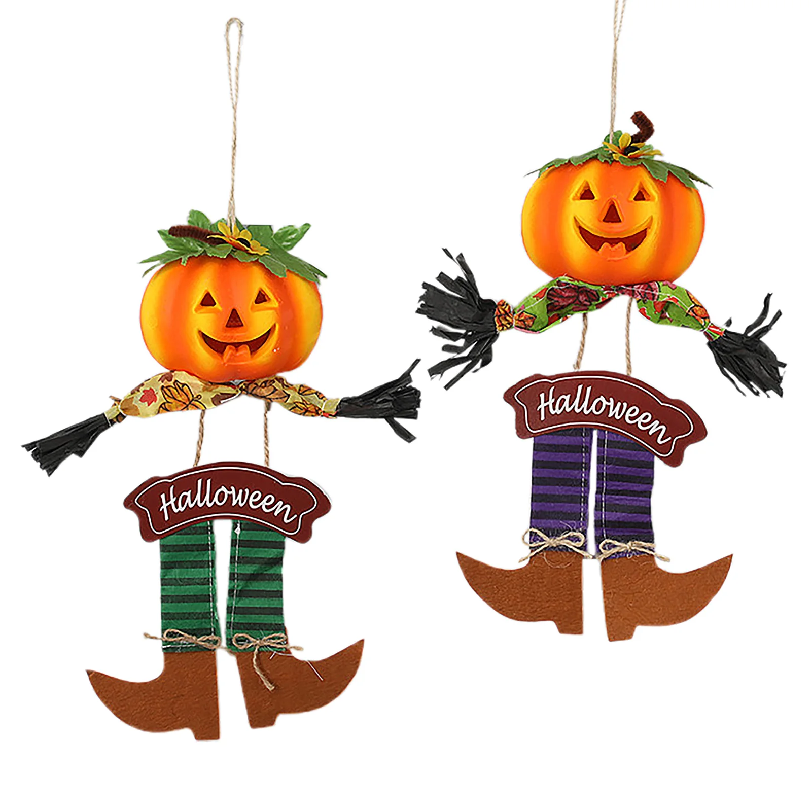 

1 Pair of 2025 Halloween Hanging Ornaments Pumpkin Elf Pattern Non-woven Halloween Door and Wall Decor for Home and Bar Decor