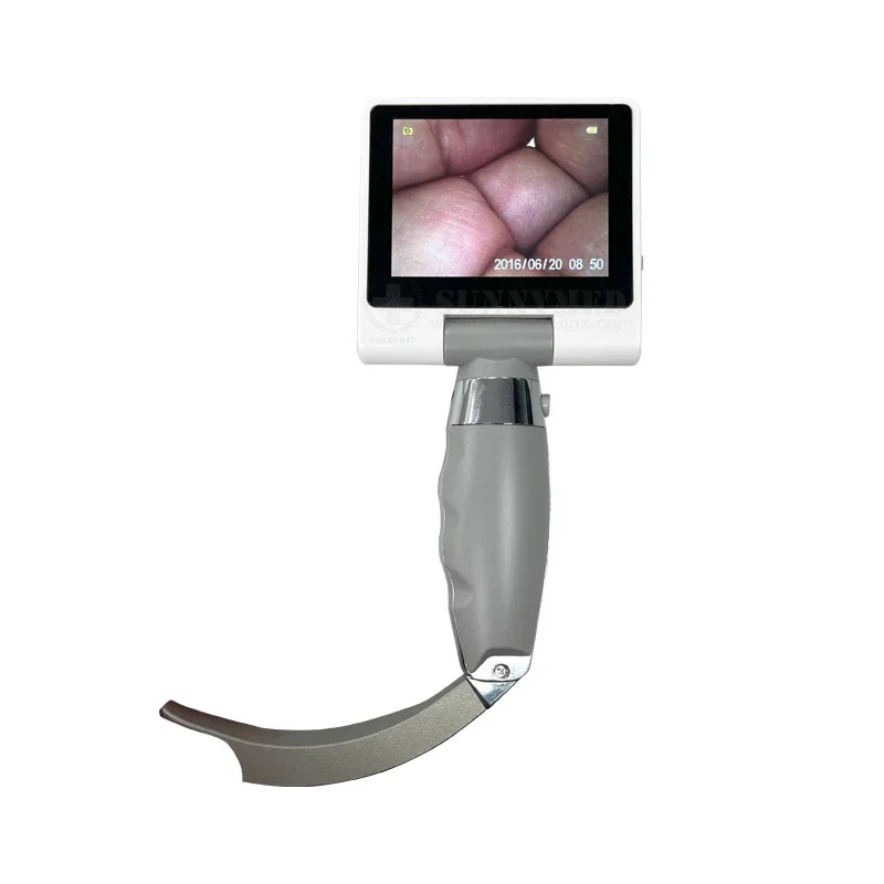 

Connectable large touch screen rotatable HD video laryngoscope for