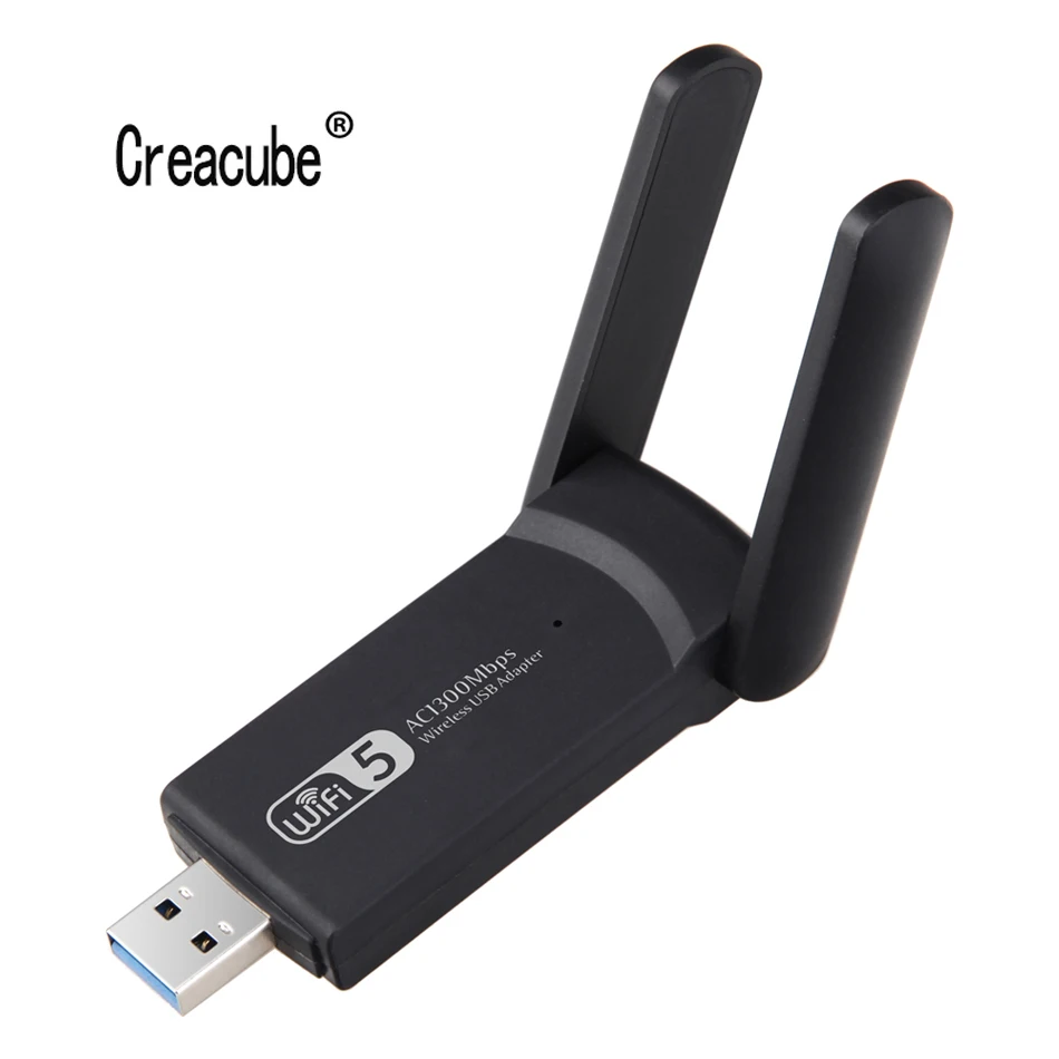 

Creacube USB 3.0 1300M Wifi Adapter Dual Band 5G 2.4G 802.11AC Wifi Dual Antenna Dongle Network Card For Laptop PC