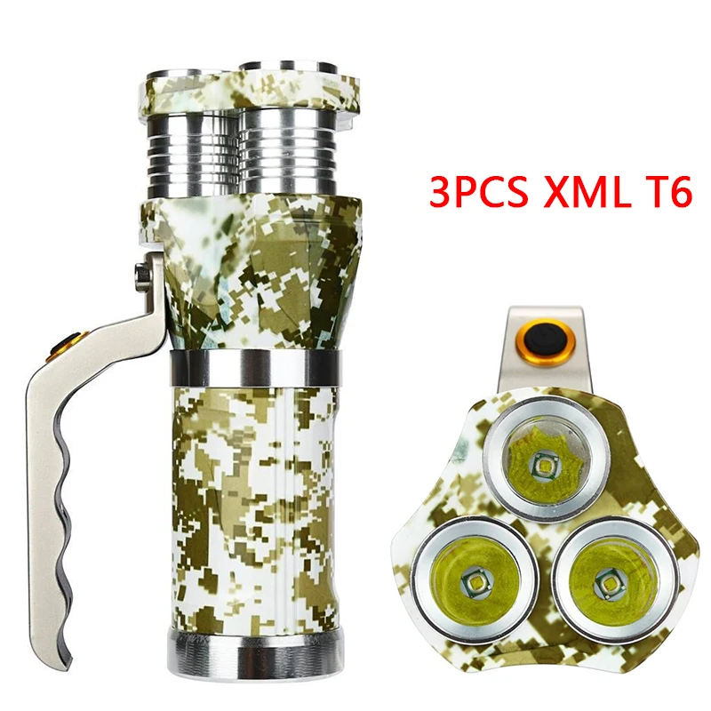 Rechargeable Torch 6000LM 3pcs XM-L T6 LED Flashlight 3 Model Powerful Bulbs Aluminum Waterproof Portable Light Hand Lamp Litwod