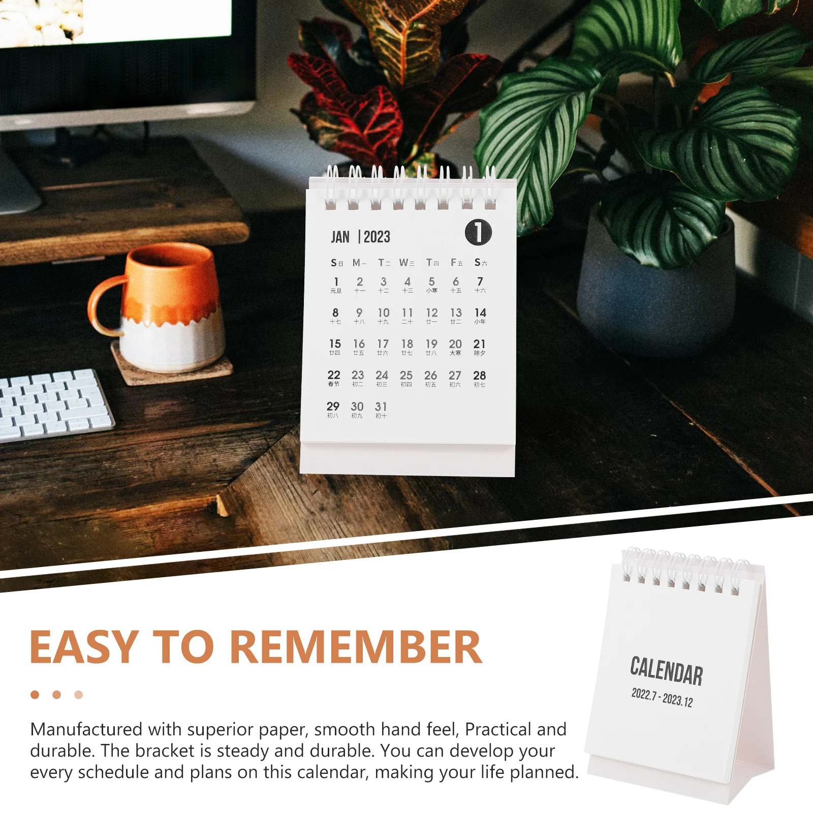 

Tiny Desk Calendar Mini Desktop Aesthetic Small Table White