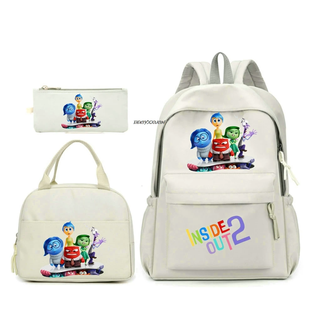 3Pcs/set Lovely inside out2 Backpack with Lunch Bag for Women Student Teenagers School Bags Comfortable Travel Sets Rucksack