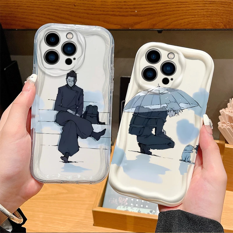 Jujutsu Kaisen Satoru Gojo جراب هاتف آيفون 16 15 14 13 12 11 Pro Max Plus 16E XR XS X 7 8 S-ستراي غطاء شفاف مقاوم للصدمات