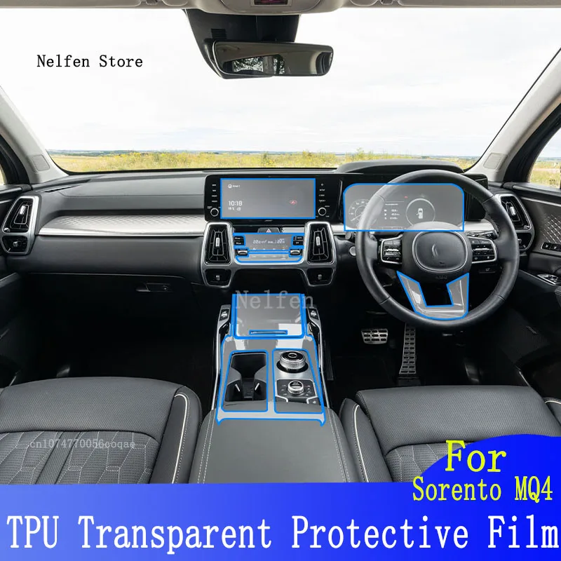 

TPU Car Interior Gearbox center console Dashboard Protective Film Transparent For Kia Sorento MQ4 2021-2023 Anti-scratch