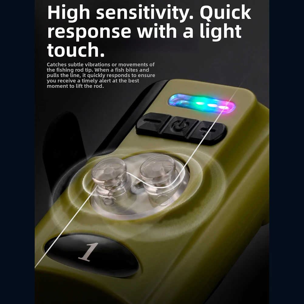 Sea Fishing Bite Alarm Set High Sensitivity with 500 Meter Wireless Range and Volume Control for Multiple Rods