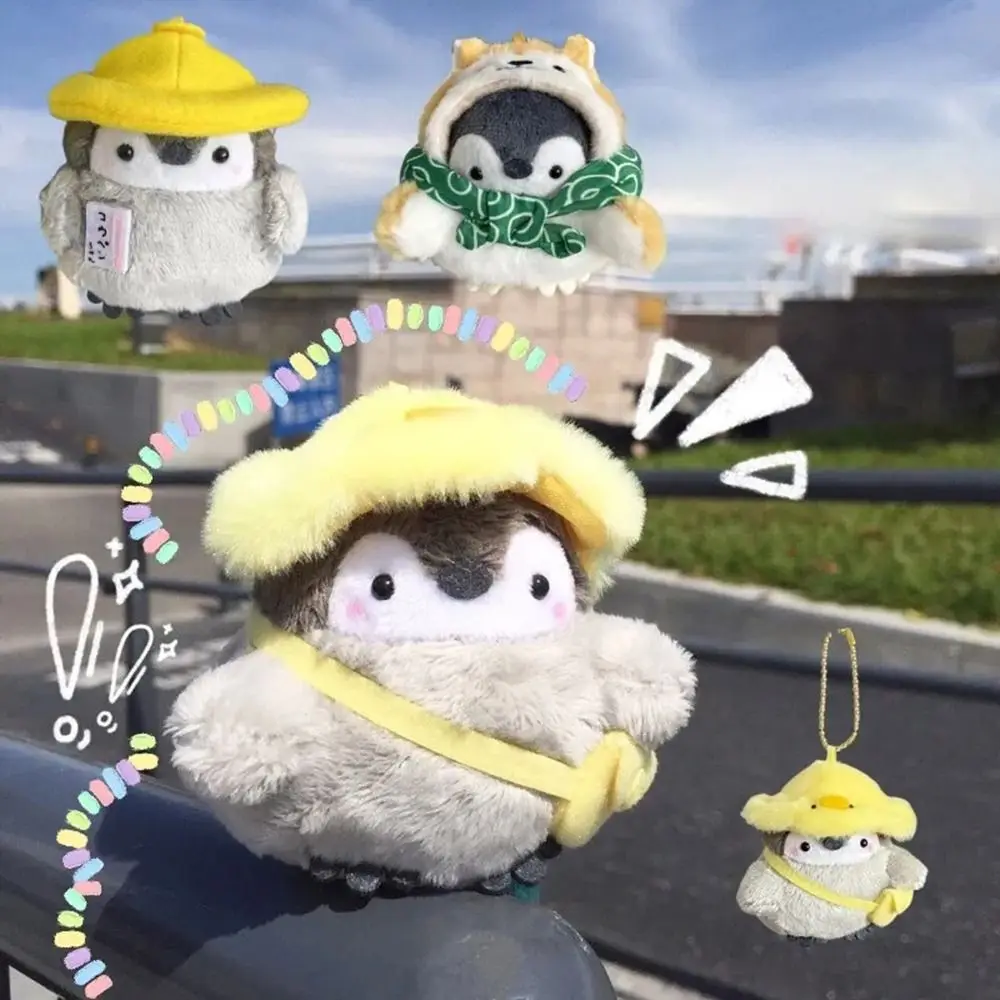 LLavero de pingüino de dibujos animados creativo, muñeco de peluche, sombrero turístico, llavero de peluche de pingüino, colgante de llave de juguete para hombres y mujeres