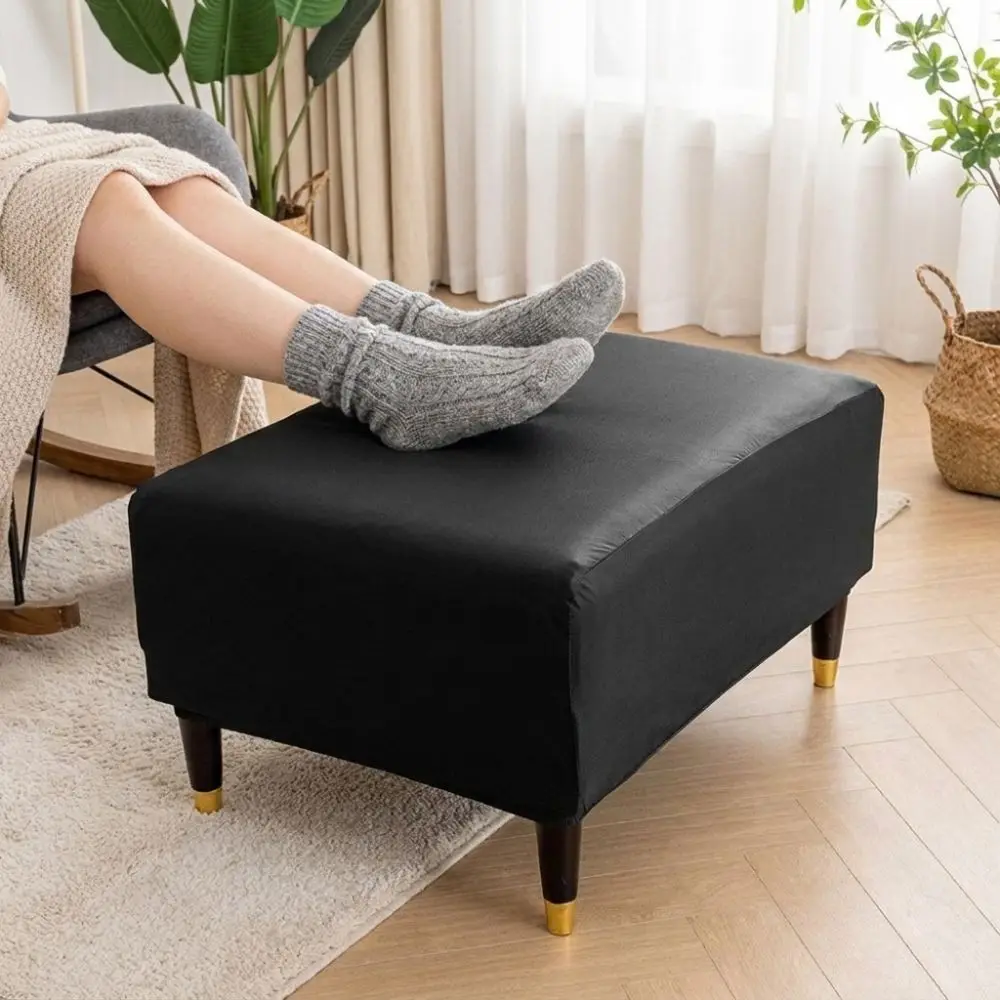 PU Leather Stool Cover Waterproof Oil-proof Footstool Cover Wear-resistant Full Coverage Sofa Footrest Cover Entryway