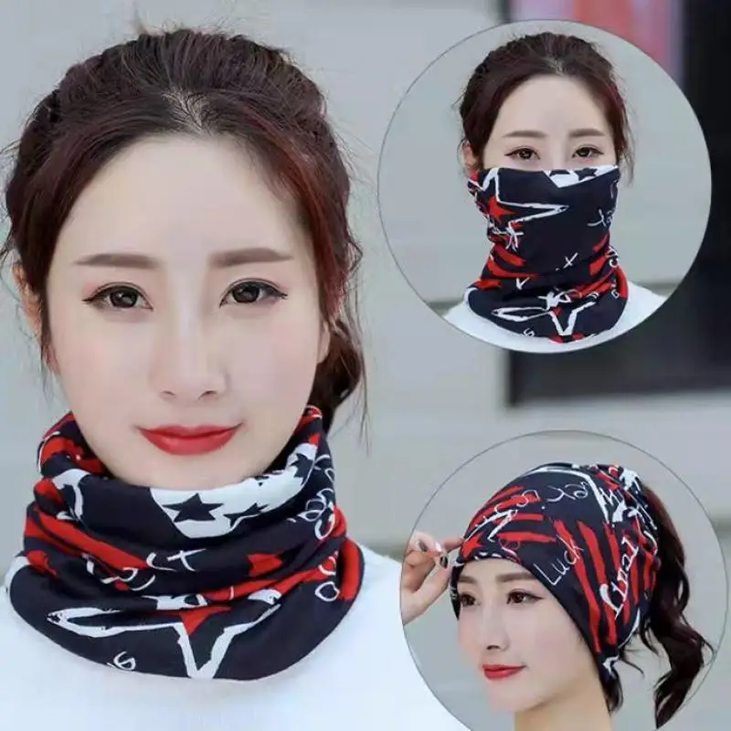 Fashion Double Head Cap Bib Twist Cap Multi-Functional Printed Scarf Cover Cap Neck Cap Face Mask Headscarf Cap C081