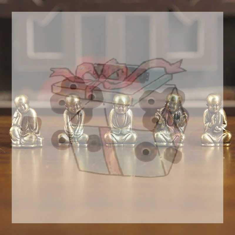 【CC】1PCS Pure Brass Zen Monk Statues 5 Zen Poses Tea Pet Vintage Figurines For Desk, Tea Table & Mindful Space Collectible Gift