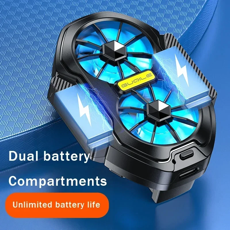 Dual Fan Phone Cooler Semiconductor Radiator Plug-in Rechargeable Fast Cool Down Solve Phone Overheating For Gaming Live Stream