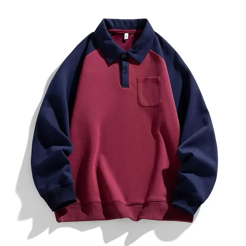 

Новая модная тенденция осени и весны: мужская повседневная свободная спортивная толстовка-поло в американском винтажном стиле, высокое качество