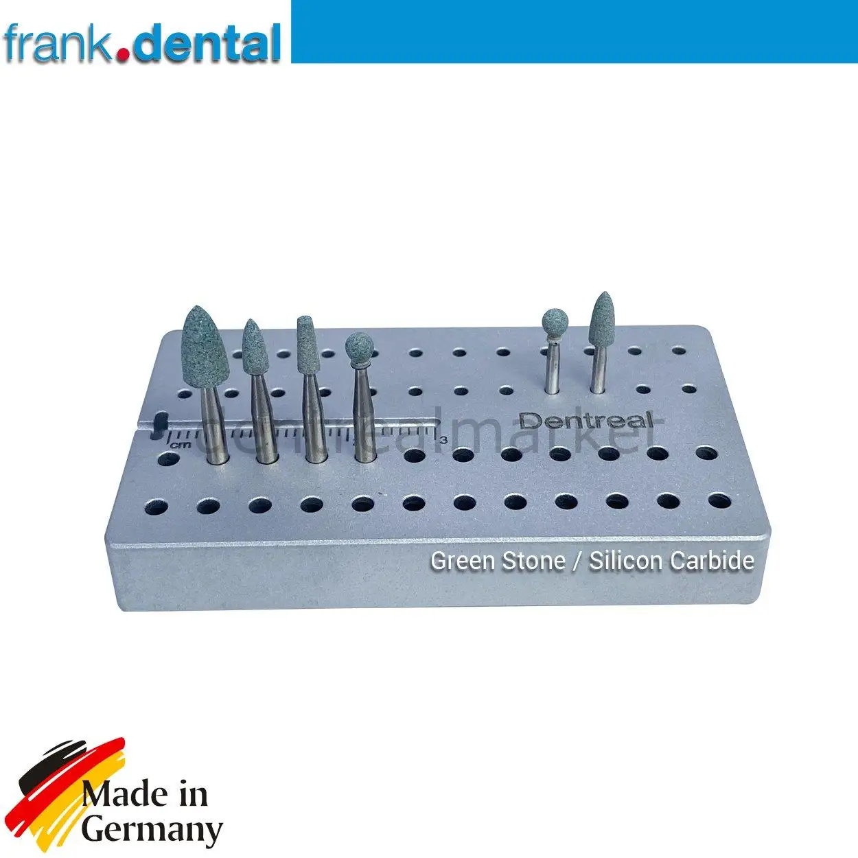 Frank Dental - Green Stone Dental Burs - Contouring and Finishing of porcelain, composites, compomers, gold, silver, amalgam