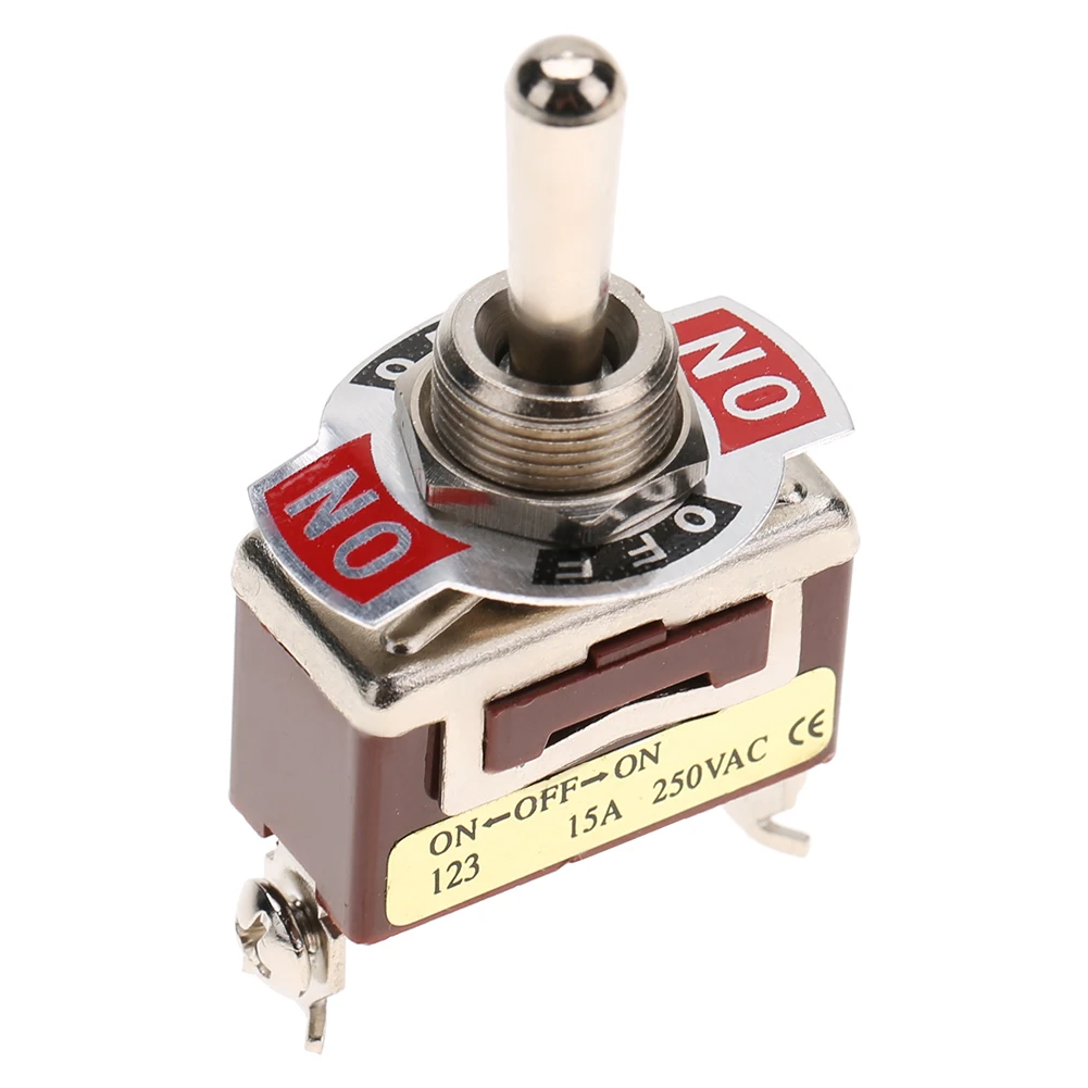 Instantaneous Toggle Switch Double Reset Pushbutton Switch Toggle Switch Single Pole Double Throw 3-Pin 12mm 15A 250V AC