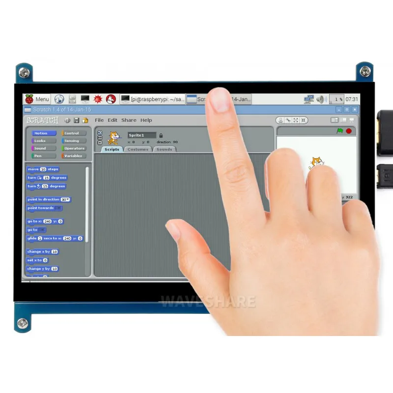 7inch Capacitive Touch Screen LCD (C), 1024×600, HDMI, IPS, Low Power