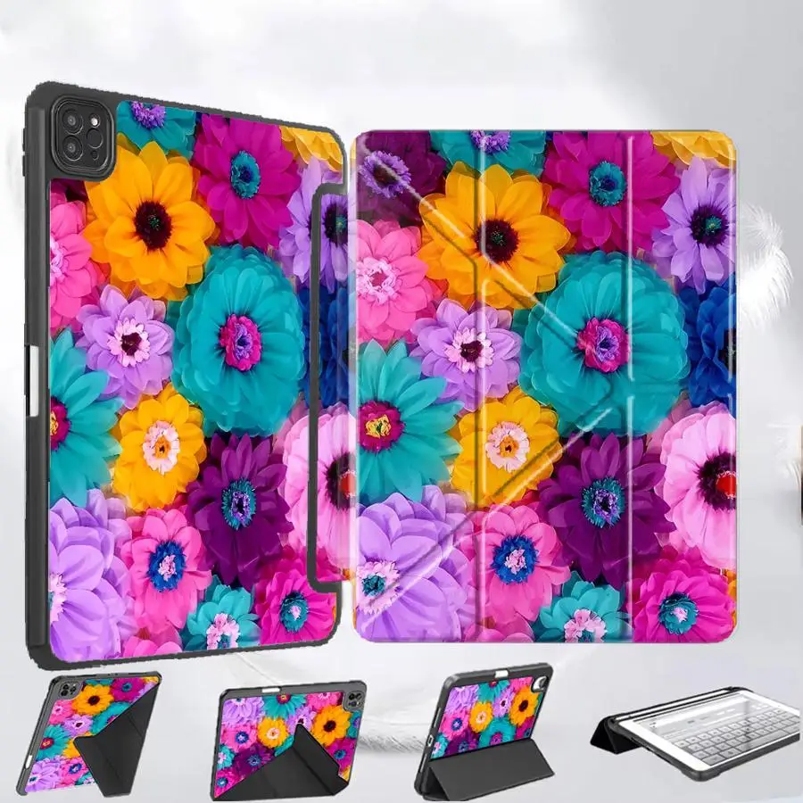 

Чехол-подставка для планшетов iPad Air 4/5, M3/M2/M4, 11 дюймов, Pro 2025, Pro 11-го, 10-го, 9-го, 8-го, 7-го поколений, 12.9 дюймов, Mini 6/7, с красивым цветочным узором