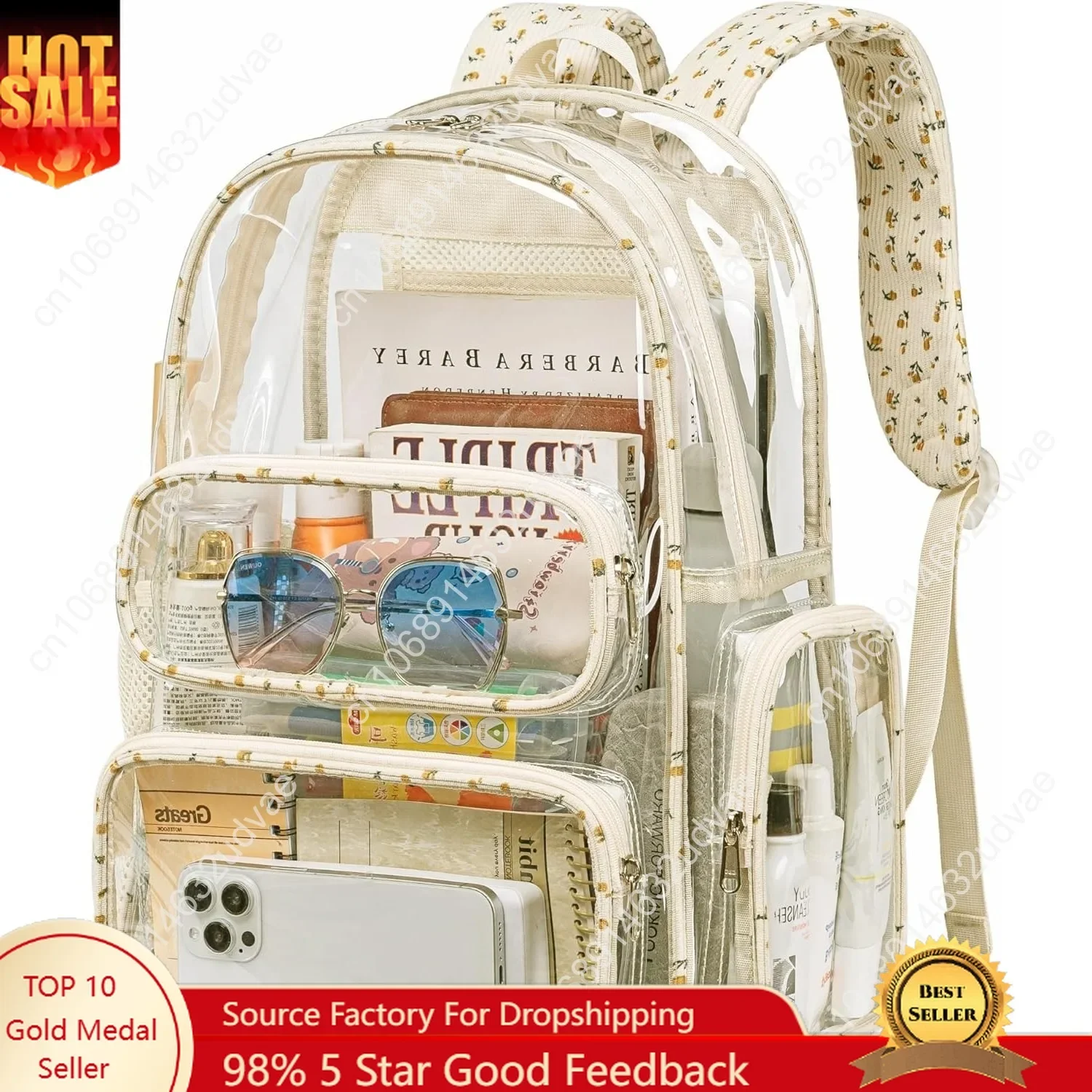 BTOOP Clear Backpack Heavy Duty Transparent Bag 17