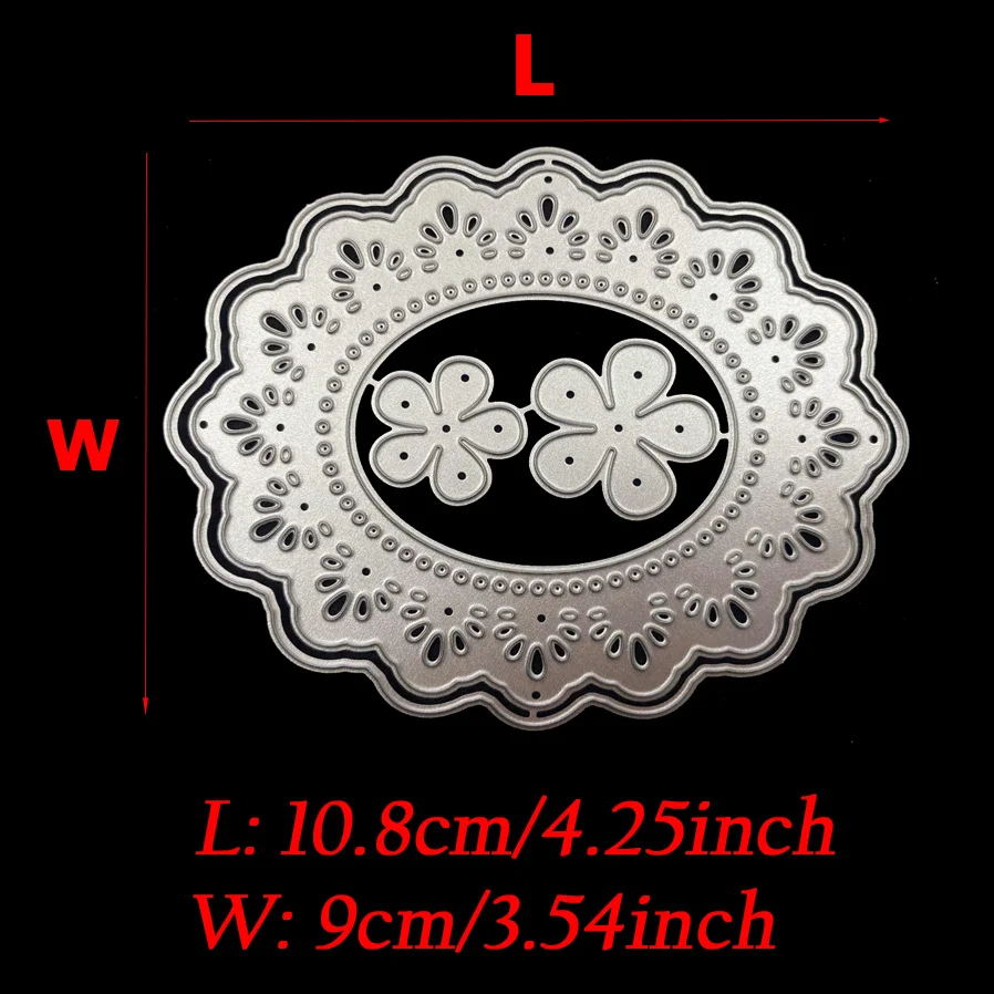 Flower Lace Oval Frame Dies Metal Cutting Dies for Scrapbooking Paper Gift Card Making