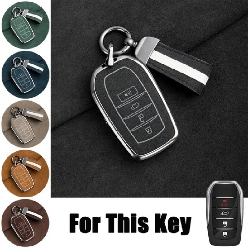 

Замшевый кожаный чехол для ключей от автомобиля A + из цинкового сплава для Toyota RAV4 Highlander Fortuner