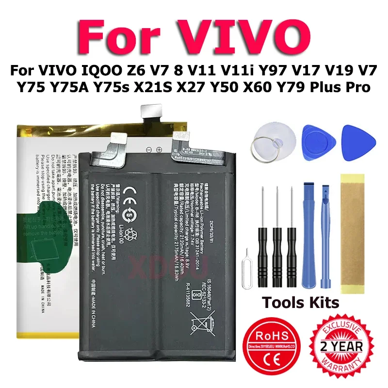 B-C9 B-K6 B-E8 B-M3 B-F0 B-P1 Battery For VIVO IQOO Z6 V7 8 V11 V11i Y97 V17 V19 V7 Y75 Y75A Y75s X21S X27 Y50 X60 Y79 Plus Pro