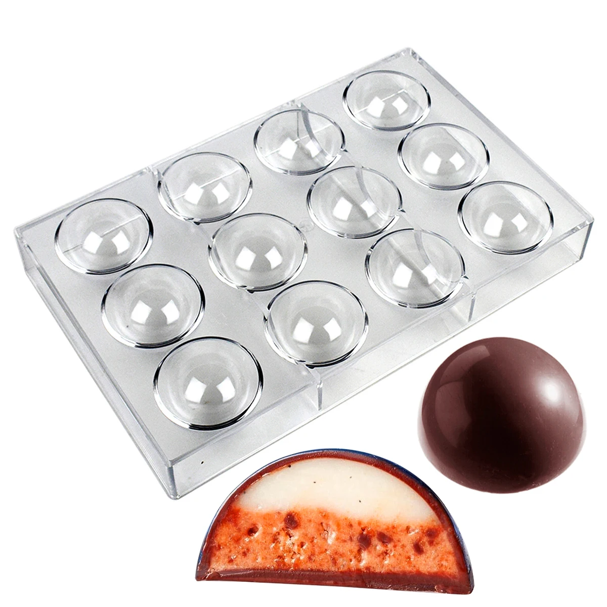 Hemisphere Polycarbonate Chocolate Mold 1.97inch 5cm Sphere Candy Bonbons Bomb Confectionery Bakery Baking Pastry Tools Mould