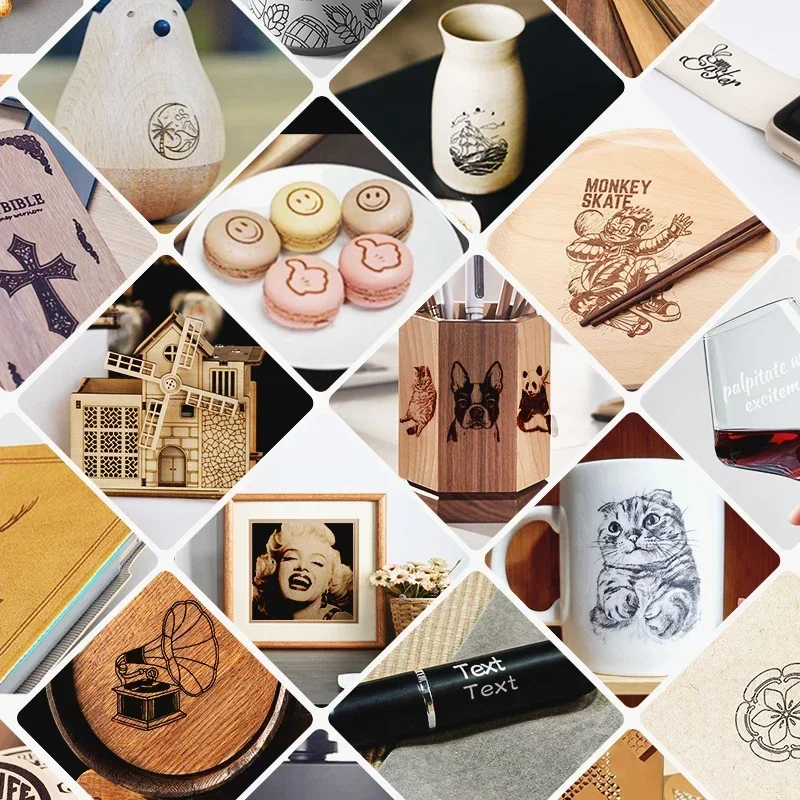 DAJA DJ7 Mini Portable Laser Engraving Machine for Home Use Engraves LOGO on Metal Glass Wood Leather Bamboo MDF & Stone