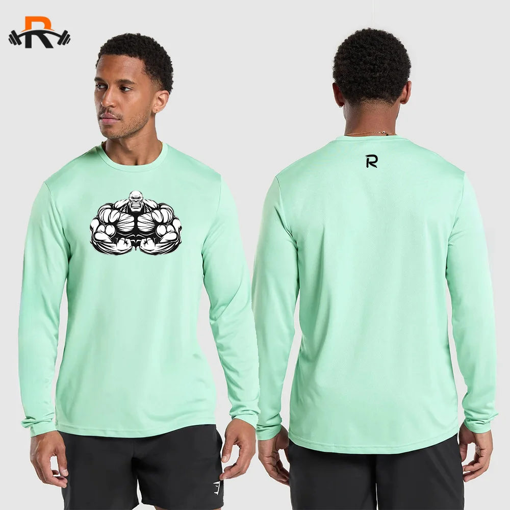 Men's Sports Long Sleeve T Shirt Long Sleeve Casual Top Retro Print Oversized T Shirt Men's O Neck T Shirt Mens Clothing