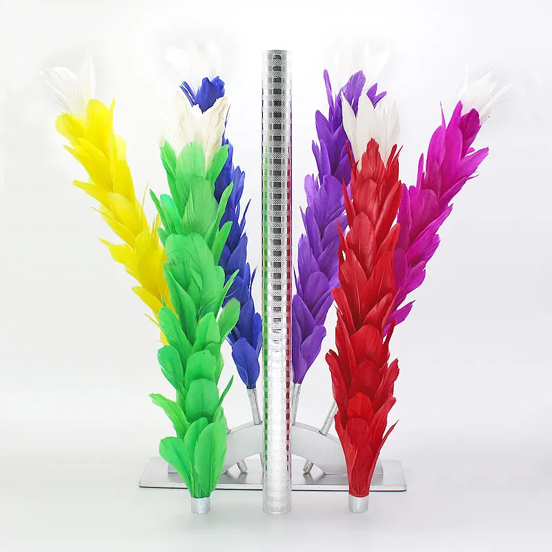 Multi-Color Changing Feather Duster Magic Tricks Color Transformation Wand with Display Stand for Stage Close Up Visual Illusion