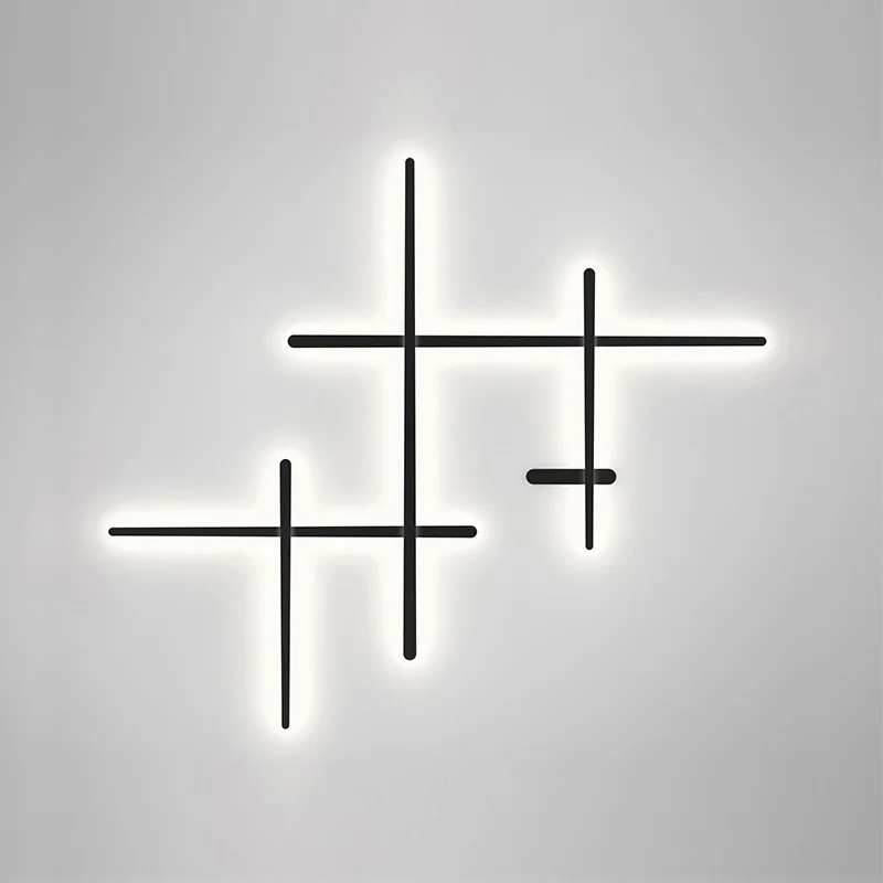 Nordic Minimalist Creativity Luxury Line LED Wall Light Irregular Black White Background Decoration Living Room Bedroom Hallway