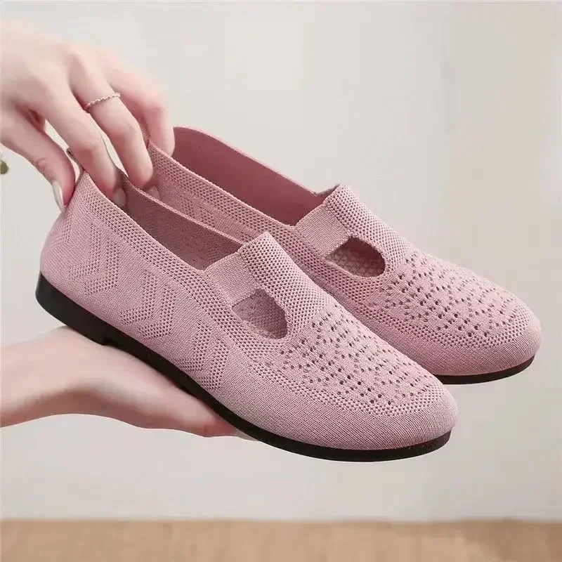 Zapatos De Mujer sepatu datar wanita, Sneaker 2024 untuk perempuan, sepatu kasual warna polos, bersirkulasi udara