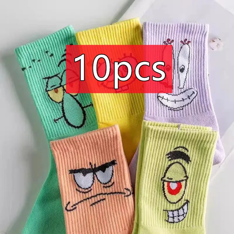 New Anime Funny Cartoon Sport Socks Combed Cotton Patrick Star Squidward Happy Tube Outdoor Socks Party