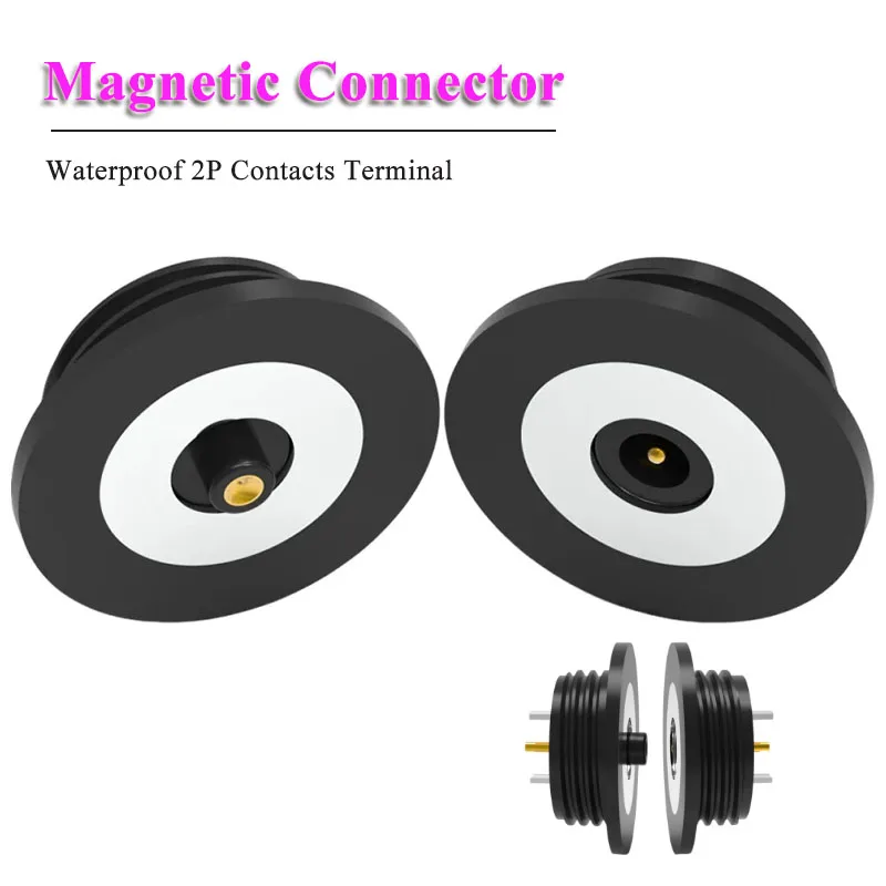 Waterproof Threaded Magnetic Charging Connector 2P Contacts Can Be Matched Freely to Prevent Short Circuits Male Female Temrinal