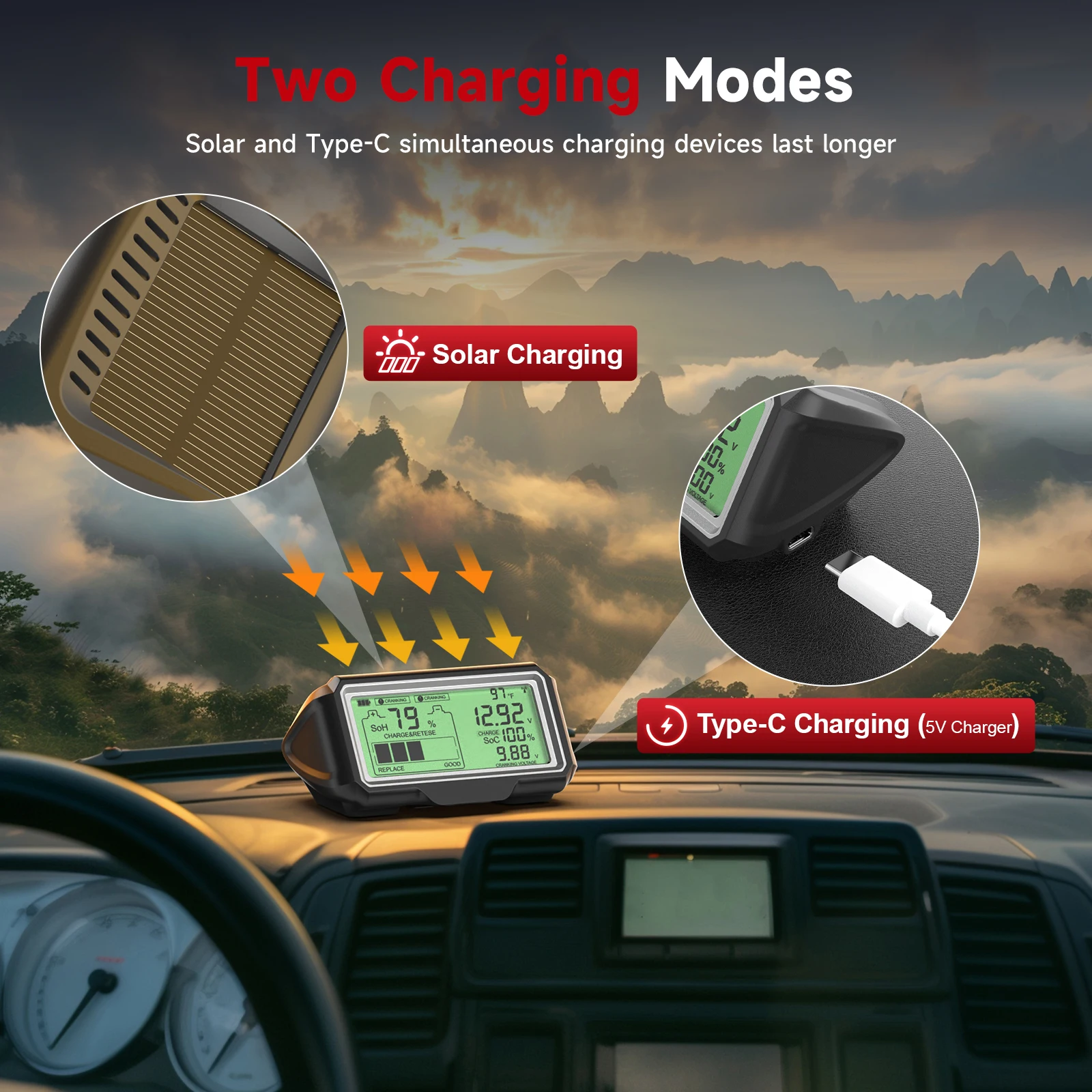 ANCEL BM200 PRO جهاز اختبار بطارية 12 فولت بطارية محلل الصحة رصد رئيس متابعة العرض SOH SOC تستر IPX67 مقاوم للماء