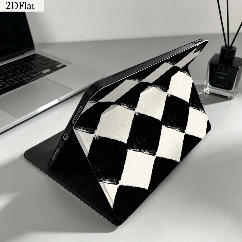 Black White Checker Pattern For iPad Pro mini Air A16 A14 6 5 4 6th 7 7th 11th 9Gen 13 M5 11 A17 Pro M4 Inch Tablet Case Gift