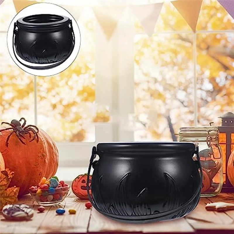 

【Recommend】Black Cauldron Kettle Plastic Witch Kettle St Patricks Cauldron Wizard Witch Cauldron Decoration Candy Kettle Bucket